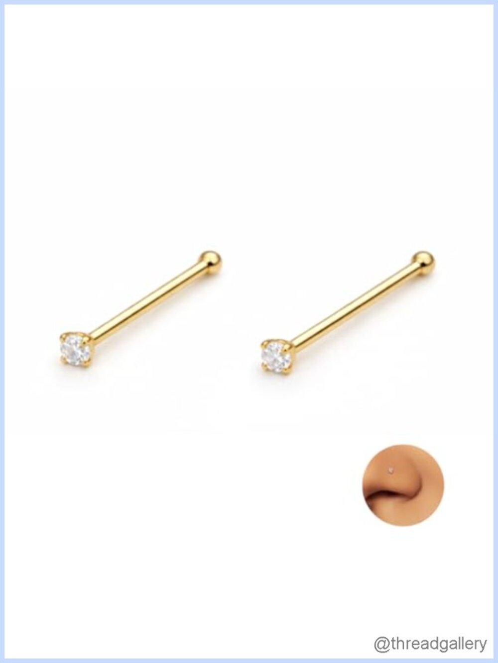 24G 925 Sterling Silver CZ Nose Bone Stud 1.5mm 2mm Prong Set Nose Pin